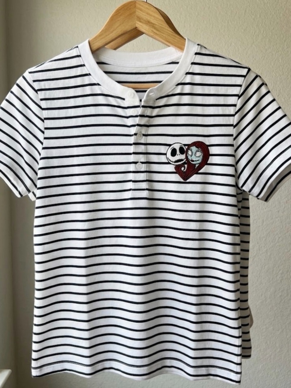 Disney Shirt for Women - Jack Skellington and Sally - Striped Small